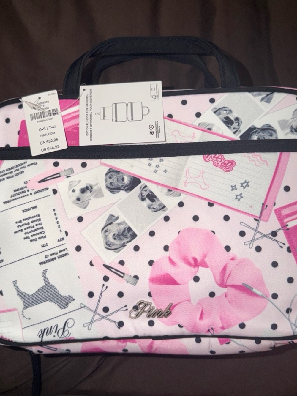 PINK Victoria's Secret Pink and Black Polka Dot  Accessory Case